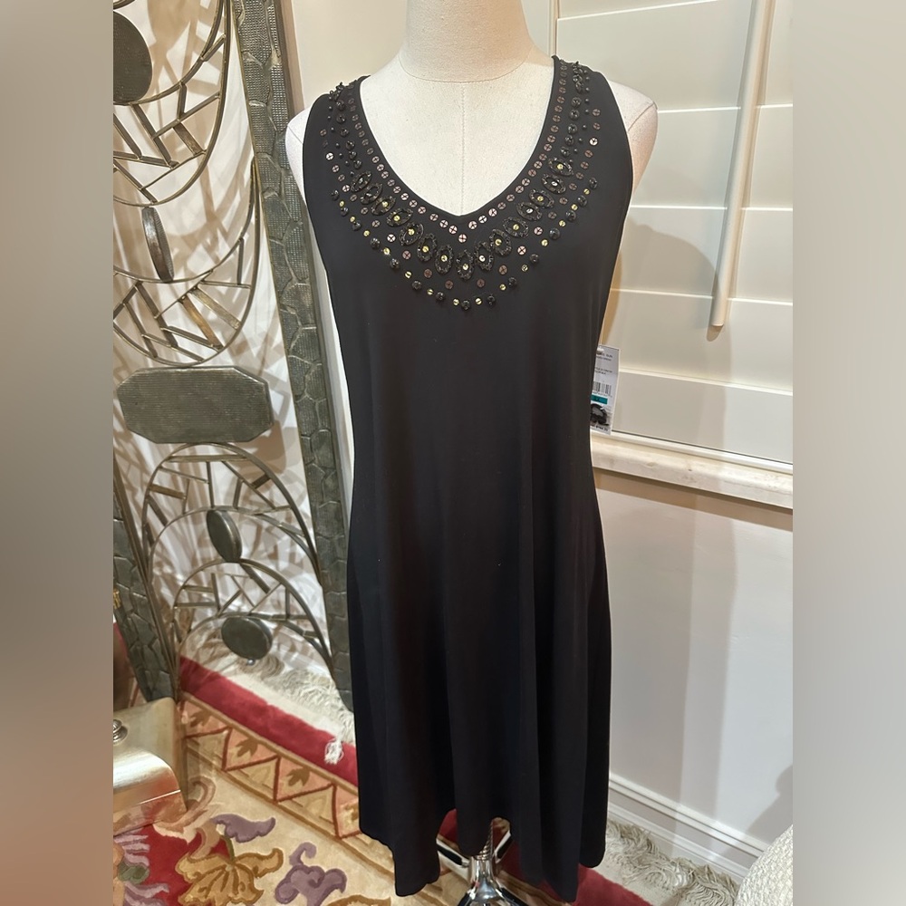 Karen Kane Mojave Sun black beaded tank midi dress NWT. Size 0X